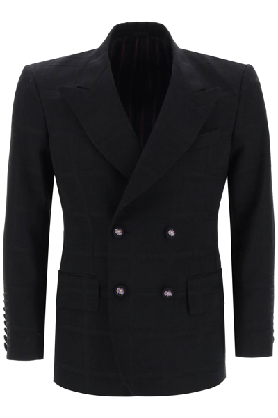 Etro Double-breasted Jacket With Check Pattern In Black (black)