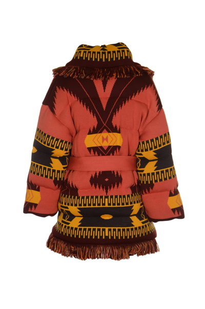 Shop Alanui Icon Jacquard Padded Jacket In Red