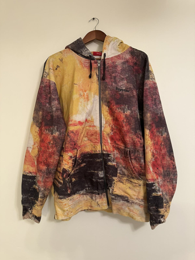 supreme fire zip up hooded sweatshirt