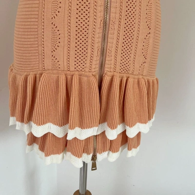 Pre-owned Alice Mccall Knitted Beige Dress Ruffle Hem With Zipper