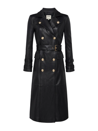 Shop L Agence Celina Leather Trench Coat In Black