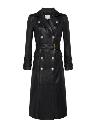 L Agence Celina Leather Trench Coat In Black