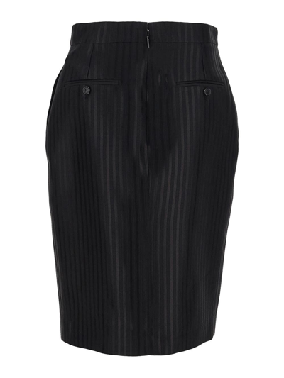 Shop Saint Laurent Pencil Wool Skirt In Black
