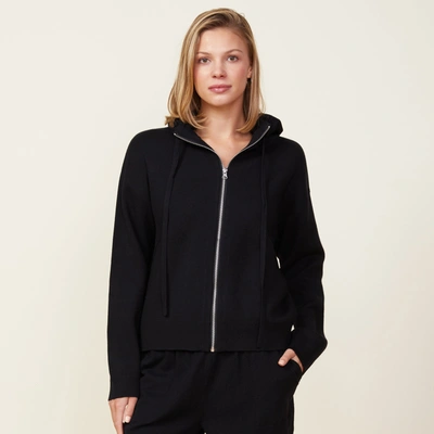 Monrow Soft Knit Zip Up Hoody In Black