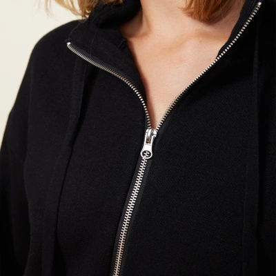 Monrow Soft Knit Zip Up Hoody In Black