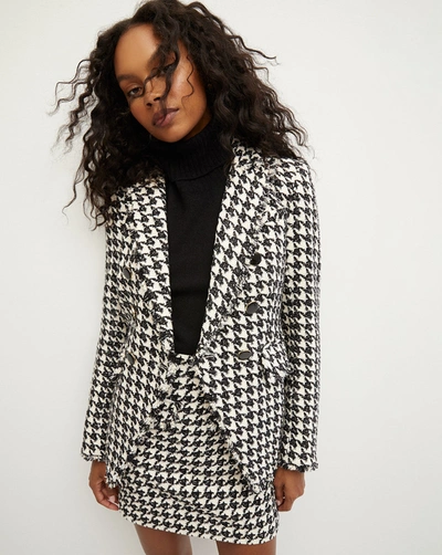Shop Veronica Beard Miller Houndstooth Dickey Jacket Black Off-white In Black/off-white
