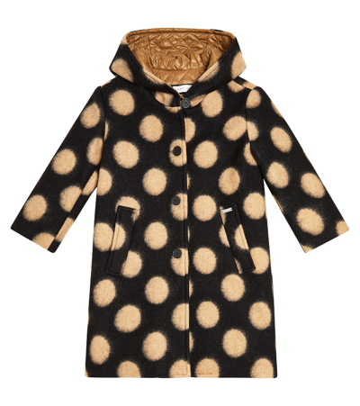 Shop Monnalisa Polka-dot Wool-blend Coat In Black