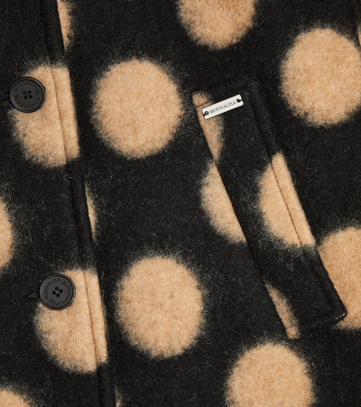 Shop Monnalisa Polka-dot Wool-blend Coat In Black