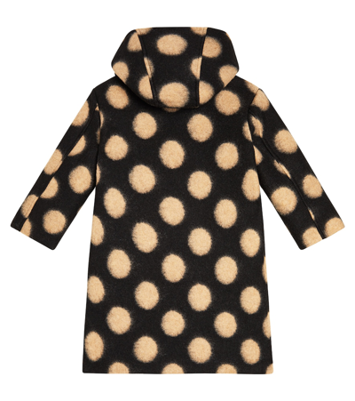 Shop Monnalisa Polka-dot Wool-blend Coat In Black