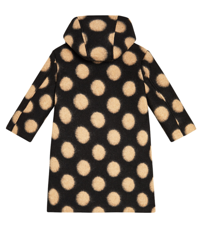 Monnalisa Polka-dot Wool-blend Coat In Black