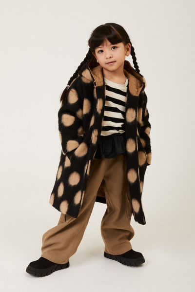 Monnalisa Polka-dot Wool-blend Coat In Black