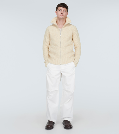 Jil Sander Wool Cardigan In Beige