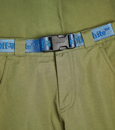 Shop Off-white Logo Cotton Cargo Pants In Green