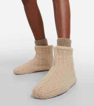 Loro Piana Calzettone Aircash Slippers In Beige