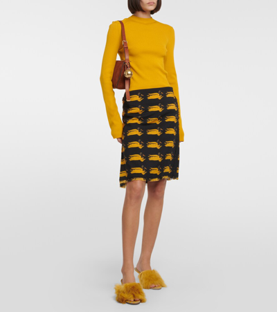 Shop Burberry Printed Wool Twill Miniskirt In Multicoloured