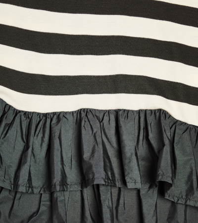 Shop Monnalisa Striped Jersey And Satin Top In Black