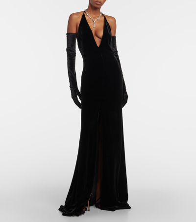 Shop Costarellos Velvet Gown In Black
