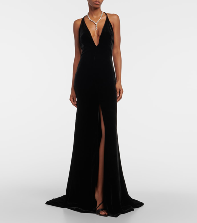 Shop Costarellos Velvet Gown In Black