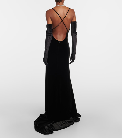 Shop Costarellos Velvet Gown In Black