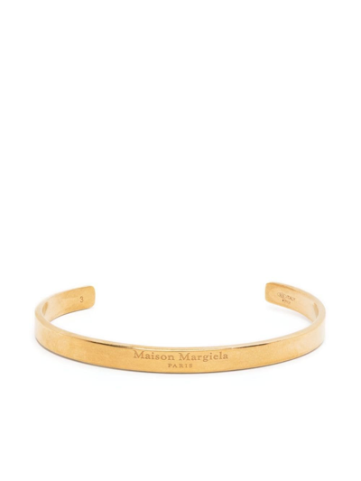 Shop Maison Margiela Gold Rigid Bracelet With Engraved Logo