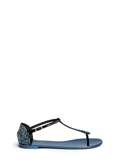 Shop Giuseppe Zanotti 'rock' Crystal Pavé Suede Thong Sandals