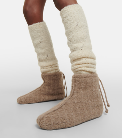 Loro Piana Cashmere Slippers In Brown