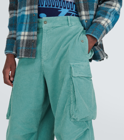 Shop Alanui Velvet Corduroy Cargo Pants In Blue