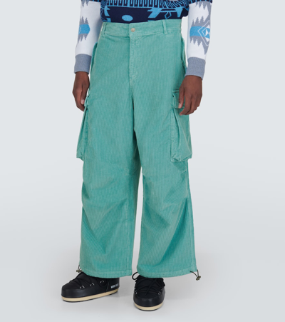 Alanui Velvet Corduroy Cargo Pants In Blue