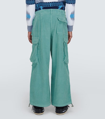 Shop Alanui Velvet Corduroy Cargo Pants In Blue