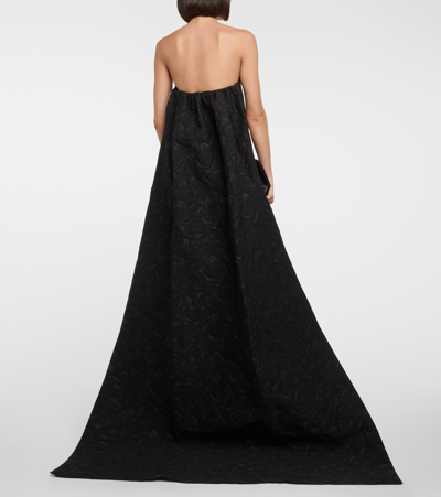 Shop Max Mara Strapless Paneled Jacquard Minidress In Black