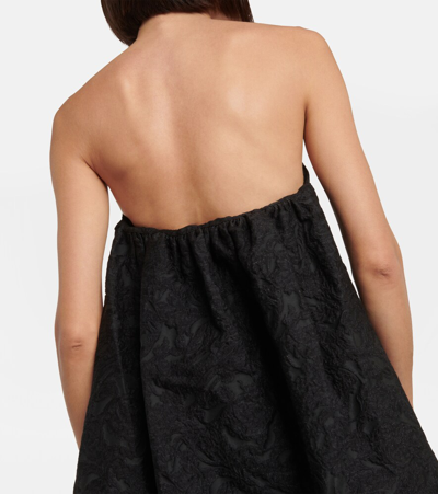Shop Max Mara Strapless Paneled Jacquard Minidress In Black