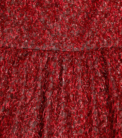 Shop Monnalisa Fringed Lurex Dress In Red
