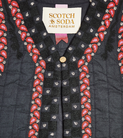 Scotch & Soda Embroidered Cotton Vest In Blue