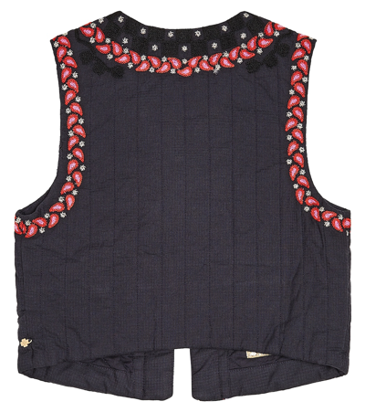 Scotch & Soda Embroidered Cotton Vest In Blue