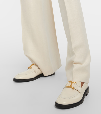 Shop Chloé Marcie Leather Loafers In White