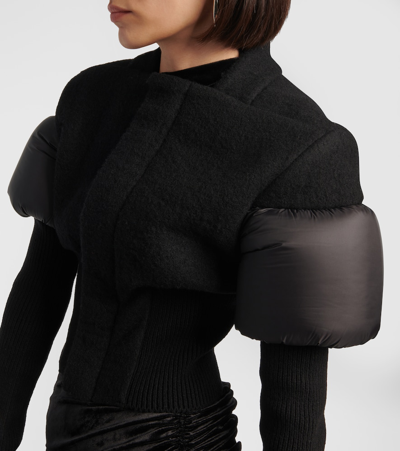 Rick Owens Bouchon Padded-panel Wool Jacket In Black