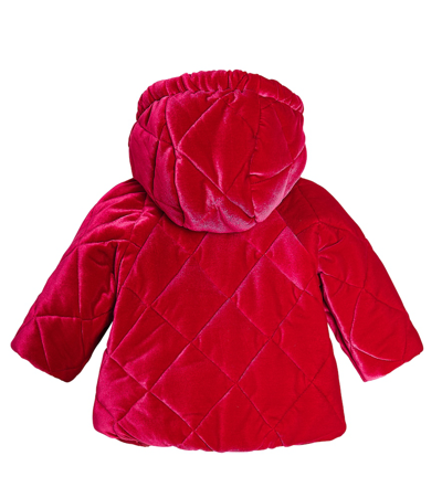 Shop Monnalisa Baby Quilted Velvet Down Jacket In Red