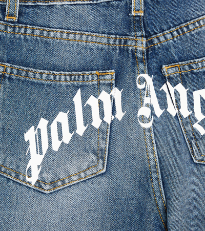 Shop Palm Angels Curved-logo Straight Jeans In Blue