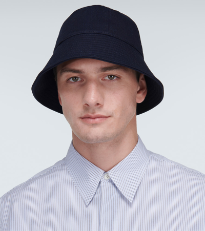 Jil Sander Cotton Bucket Hat In Blue