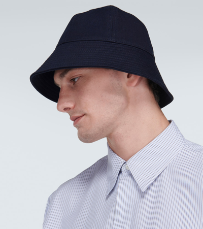 Jil Sander Cotton Bucket Hat In Blue