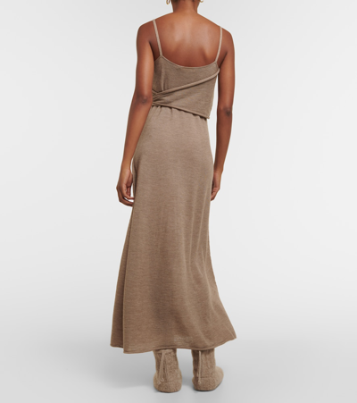 Shop Loro Piana Cashmere Wrap Dress In Brown