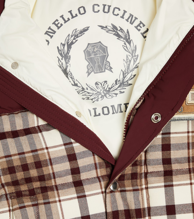 Brunello Cucinelli Checked Cotton Down Jacket In Multicoloured