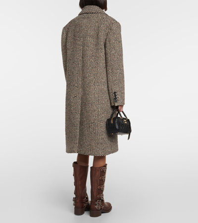 Miu Miu Wool And Silk-blend Bouclé Coat In Multicoloured