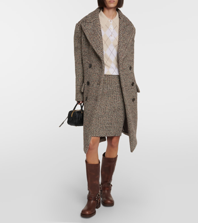 Miu Miu Wool And Silk-blend Bouclé Coat In Multicoloured