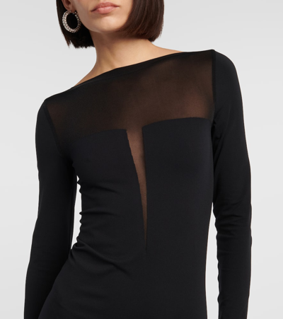 Wolford Venus Tulle-panelled Jersey Dress In Black