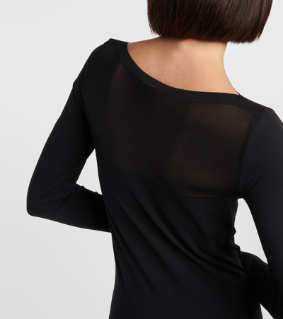 Wolford Venus Tulle-panelled Jersey Dress In Black