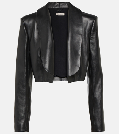 Shop The Mannei Ramana Cropped Leather Blazer In Black
