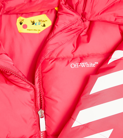 Off-white Bookish Logo-print Puffer Jacket In Pink