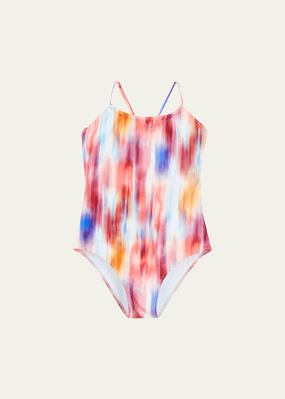 Shop Vilebrequin Girl's Gazette Tie Dye-print Swimsuit In Conft Mult