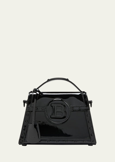 Shop Balmain Bbuzz Dynasty Top-handle Bag In Patent Leather In Noir